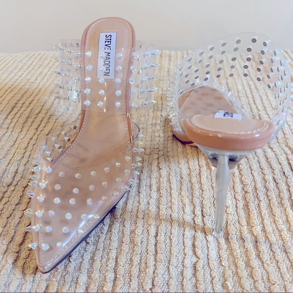 Steven Madden Studded Kalaine Iridescent Stiletto Mules